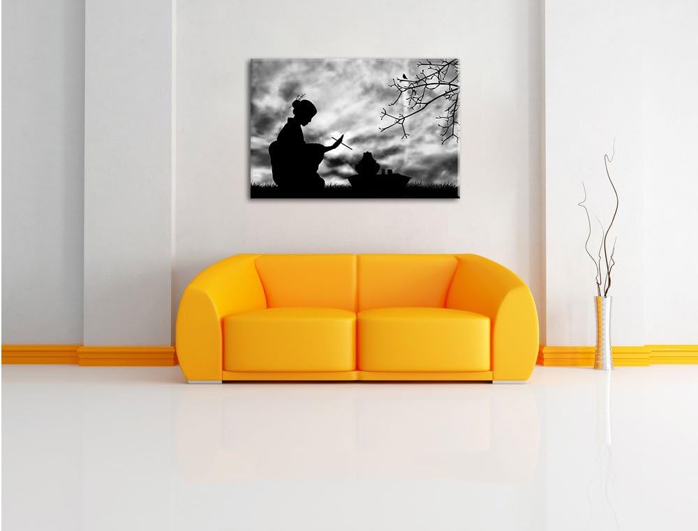 Pixxprint Dark Gesha Teezerenomie als Leinwandbild/Grösse: 100x70 cm/Wandbild/Kunstdruck/fertig besp