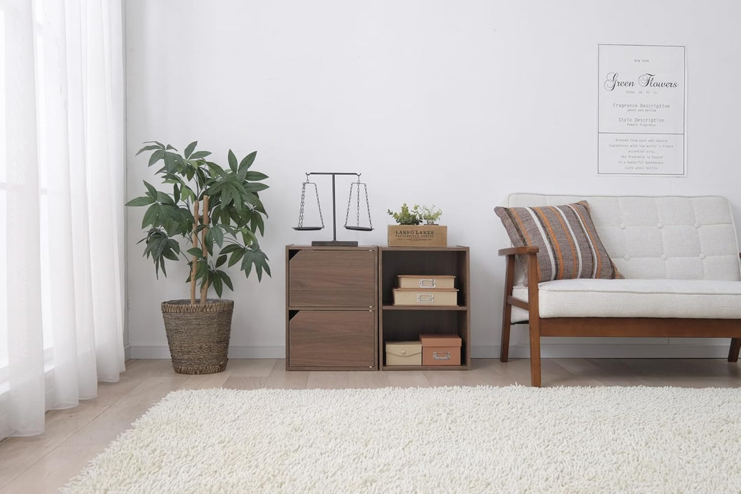 Iris Ohyama, Bücherregal, Möbel mit 2 Türen und 2 Regalen, Einfache Montage, Design, Modular, Büro,