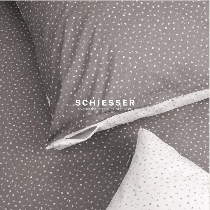 Schiesser Bettwäsche Renforcé,Pure Elegance', Farbe:grau-weiss geblümt, Grösse:135 cm x 200 cm
