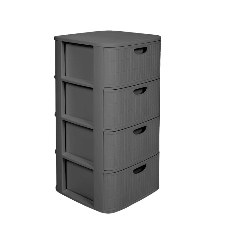 Kreher® XL Rollbarer Schubladenschrank Rollcontainer Nischenschrank aus Kunststoff in Rillen-Optik m