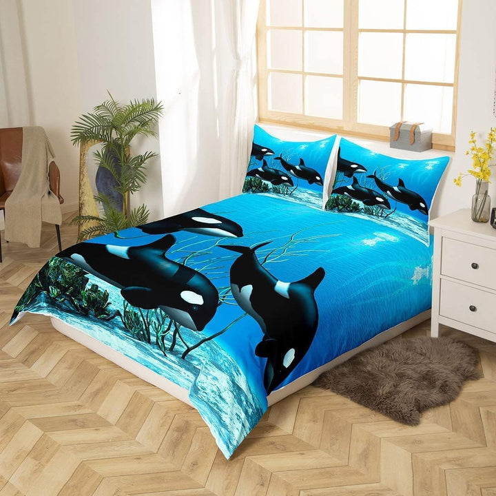 Killerwal Bettwäsche Sets Orcinus Orcas Trösterbezug Die Unterwasserwelt Quallen Bettbezug Set für K