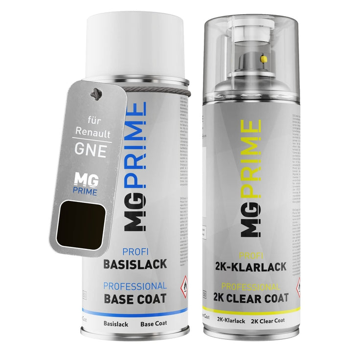 MG PRIME Autolack 2K Spraydosen Set für Renault GNE Noir Etoile Nacre/Black-Pearl-Schwarz Basislack