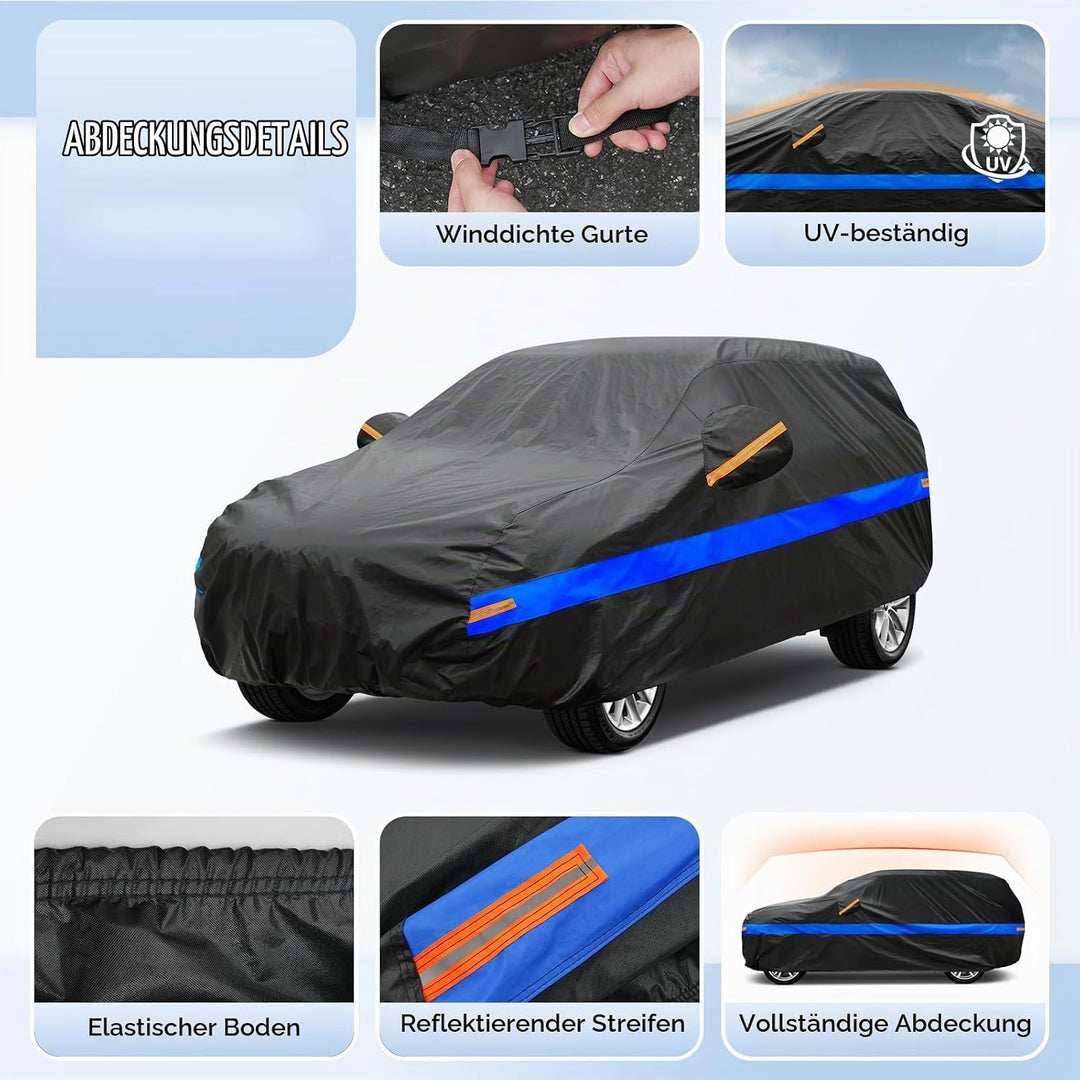SUV Autoabdeckung Wasserdicht Atmungsaktiv,Auto-Abdeckplane für Vollgarage,Regen,Sonne,Staub und UV-