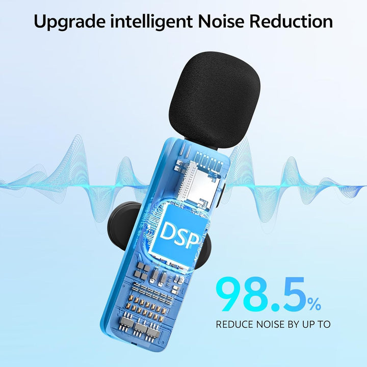 Wireless Lavalier Microphone für iPhone/Android/iPad/Computer ,Mikrofon Handy Mit Rauschunterdrückun