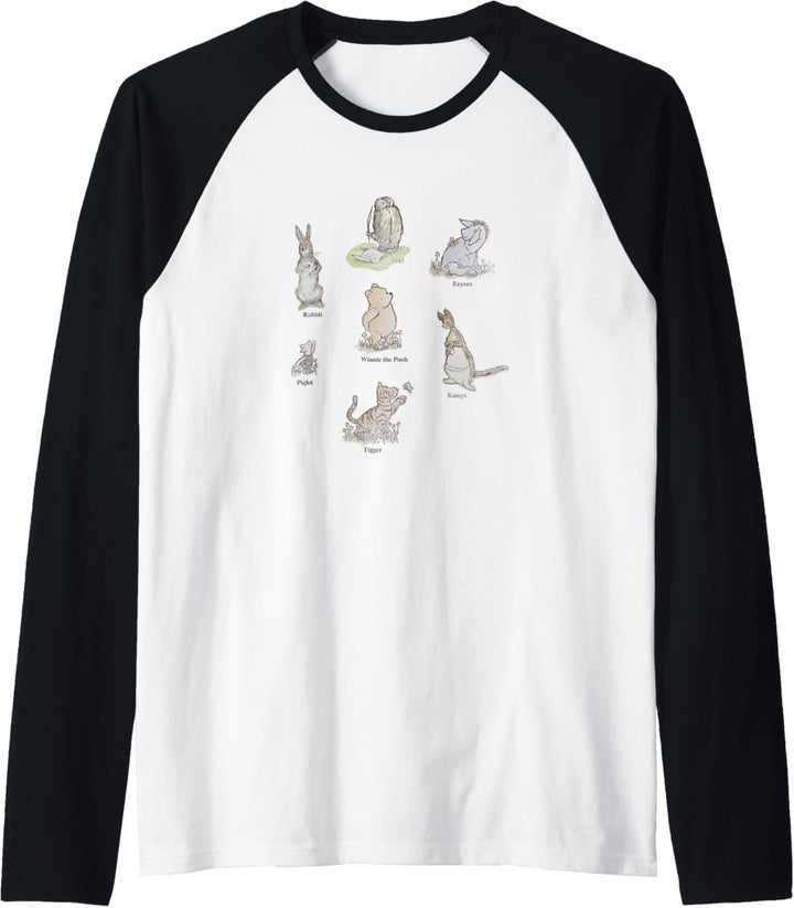 Disney Winnie The Pooh Group Shot Illustration Collage Raglan