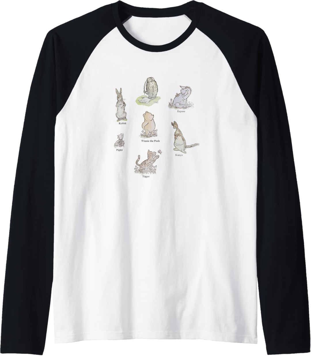 Disney Winnie The Pooh Group Shot Illustration Collage Raglan