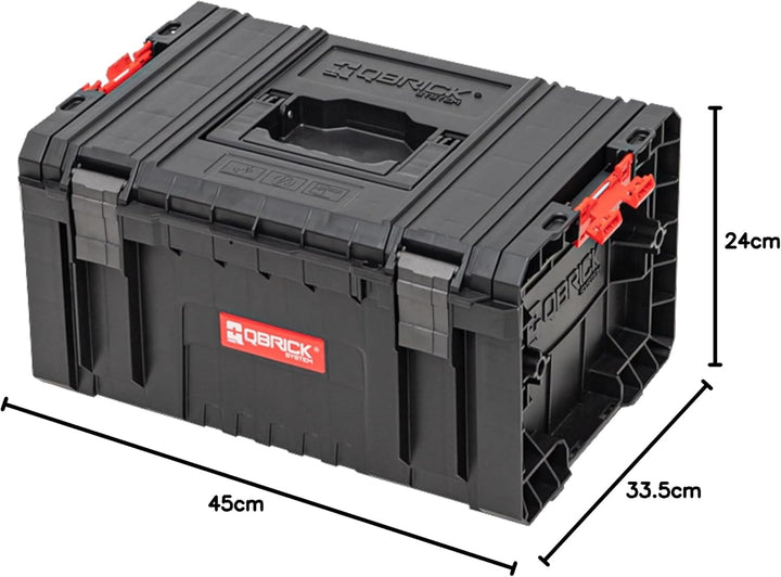 Qbrick Werkzeugkasten TOOLBOX PRO - 450 x 335 x 240 mm - Werkzeugkoffer mit Werkzeugträger, Werkzeug