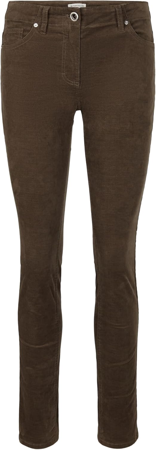 TOM TAILOR Damen Alexa Slim Samthose 32W / 30L 18123 - Tarmac Khaki, 32W / 30L 18123 - Tarmac Khaki