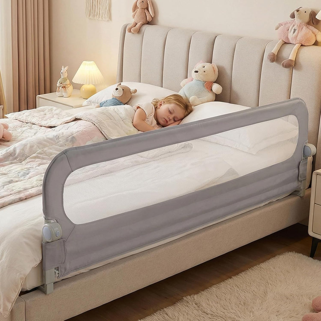 COSTWAY Bettgitter klappbar, 200 x 60 cm Bettschutzgitter mit abnehmbarem Oxford-Bezug, U-förmigem G