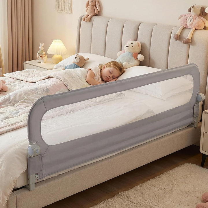 COSTWAY Bettgitter klappbar, 200 x 60 cm Bettschutzgitter mit abnehmbarem Oxford-Bezug, U-förmigem G