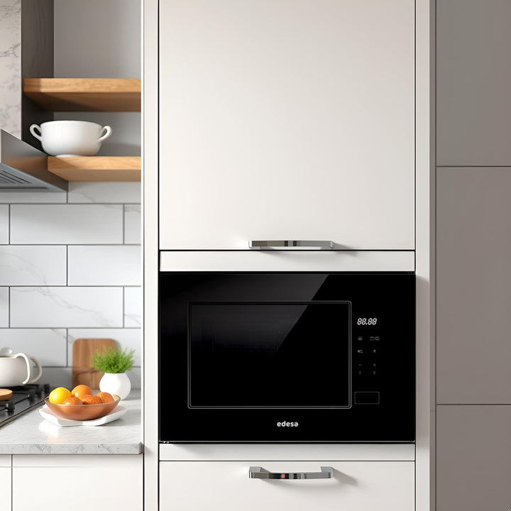 EDESA Einbau-Mikrowelle EMW-2021-IG BK, rahmenlos, grosse Kapazität, 20 Liter, Grillleistung 800 W,