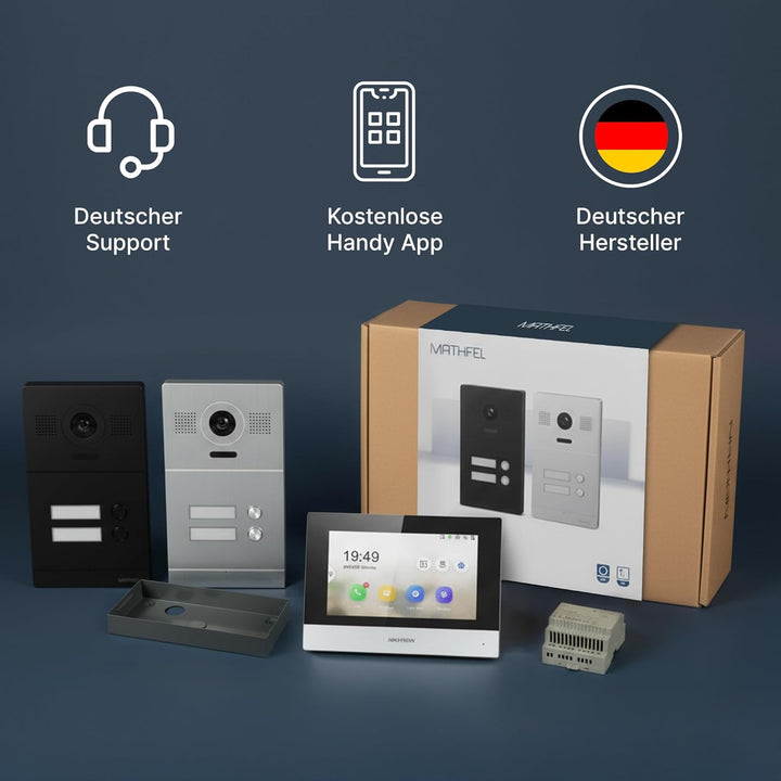 Mathfel 2-Draht IP Video-Türsprechanlage mit Türöffner – Full-HD Kamera, 10" Monitor & App-Steuerung