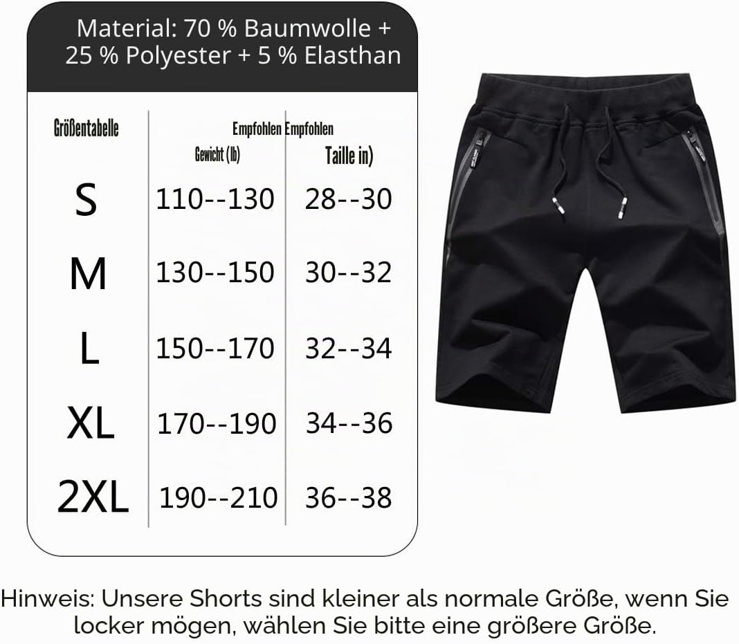 Tansozer Kurze Hosen Herren Shorts Mit Taschen S Schwarz 01, S Schwarz 01
