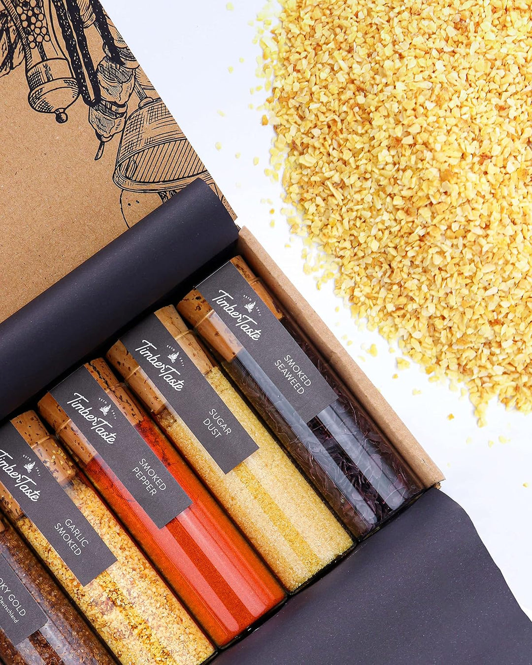 Raucharoma Gewürze Geschenkset | 5 edle Gewürze mit Rauchgeschmack & REZEPTEN | Gewürz Geschenk für