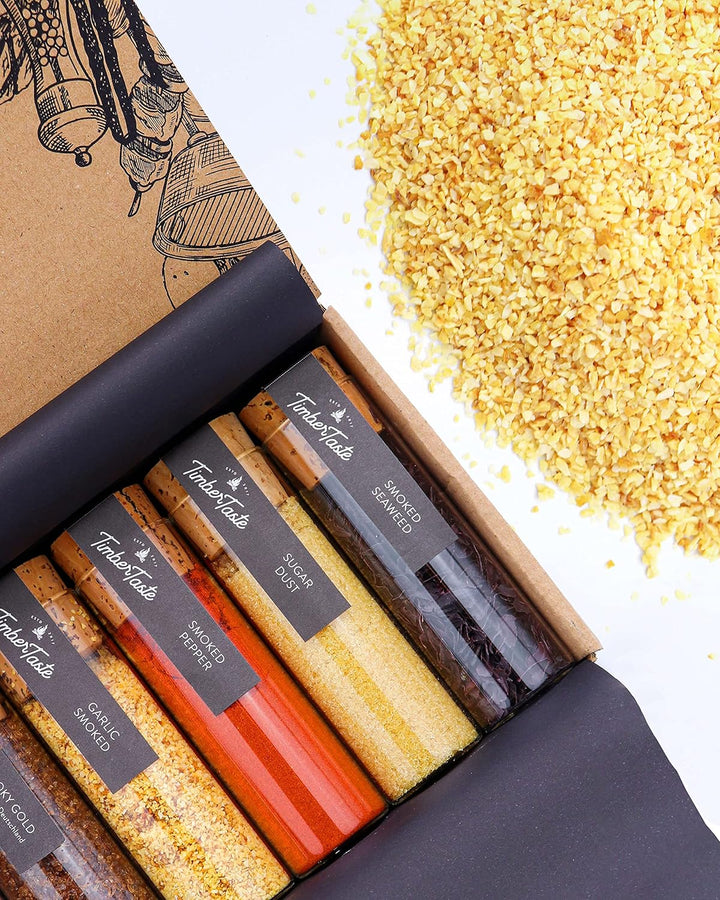 Raucharoma Gewürze Geschenkset | 5 edle Gewürze mit Rauchgeschmack & REZEPTEN | Gewürz Geschenk für