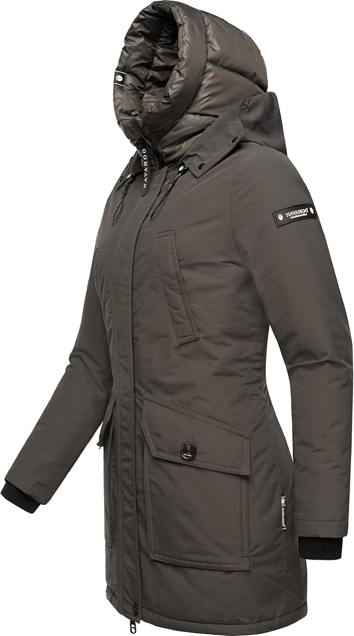 Navahoo Damen warmer Winter Kurzmantel Blizzardstorm XS-3XL XS Anthracite, XS Anthracite