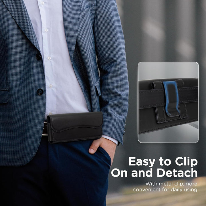 INGIDO Handy Gürteltasche Premium Leder Tasche mit Gürtelclip Handytasche für iPhone 15 Pro Max 14 P