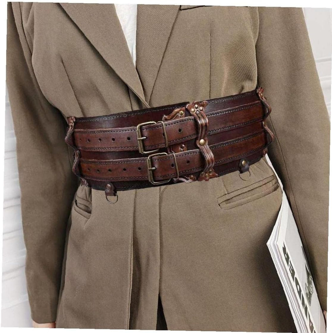 Onsinic Leder Bund Mittelalterlicher Abenteurer Gurt Gürtel Doppelband Taillenbänder Steampunk Gesch