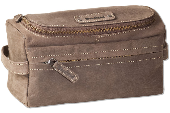 Grosse KULTURTASCHE WASCHTASCHE der Marke Woodland aus weichem, naturbelassenem Büffelleder in Dunke