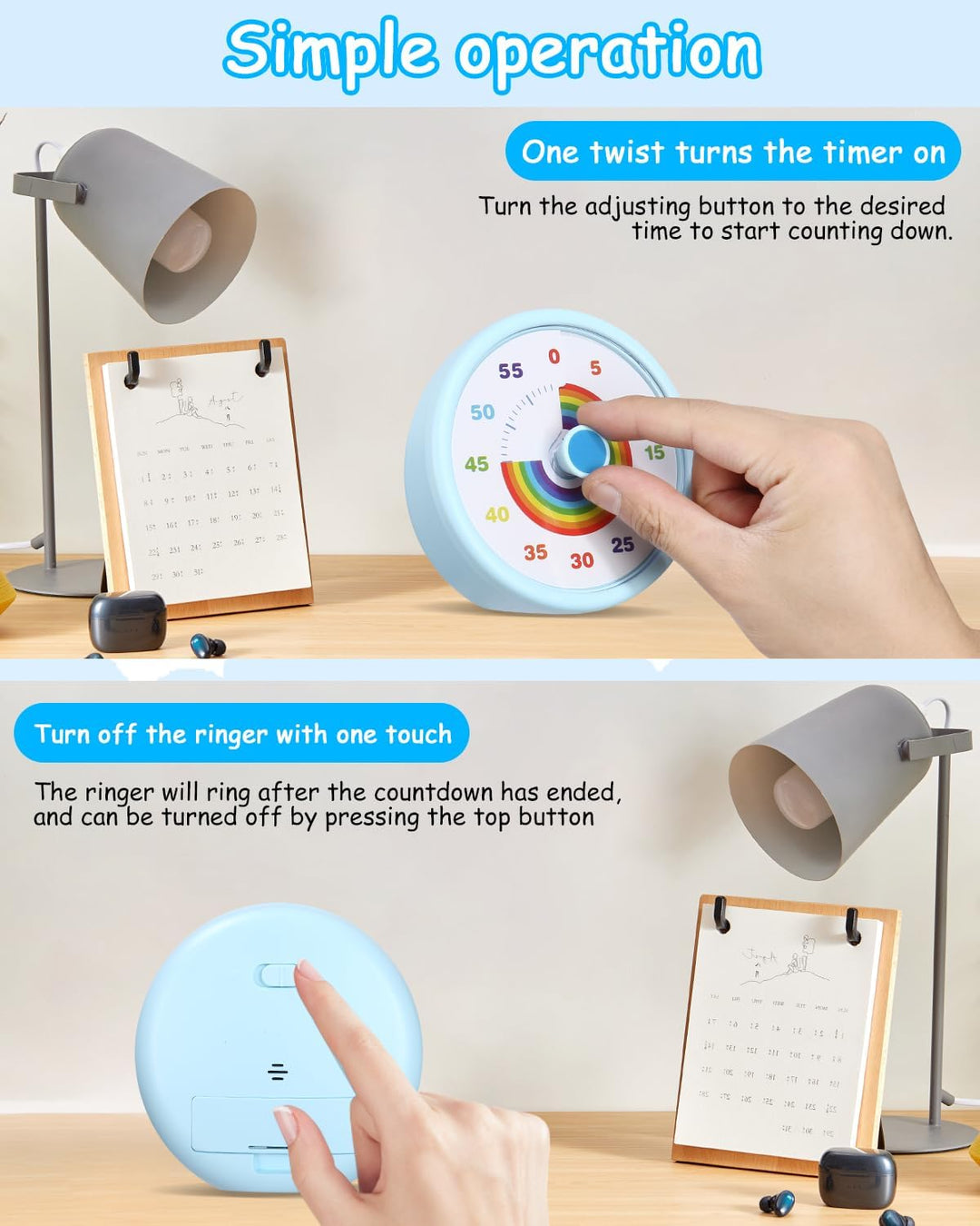 Visueller Timer für Kinder 60 Minuten Countdown Timer mit Grossem Bildschirm, für Kinder Zahnputztim