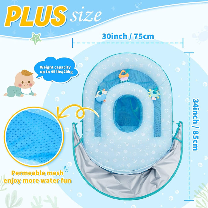 WERNNSAI Extra Grosser Baby Schwimmring mit verstellbarem UPF50+ Sonnendach, Schwimmhilfe für Kinder