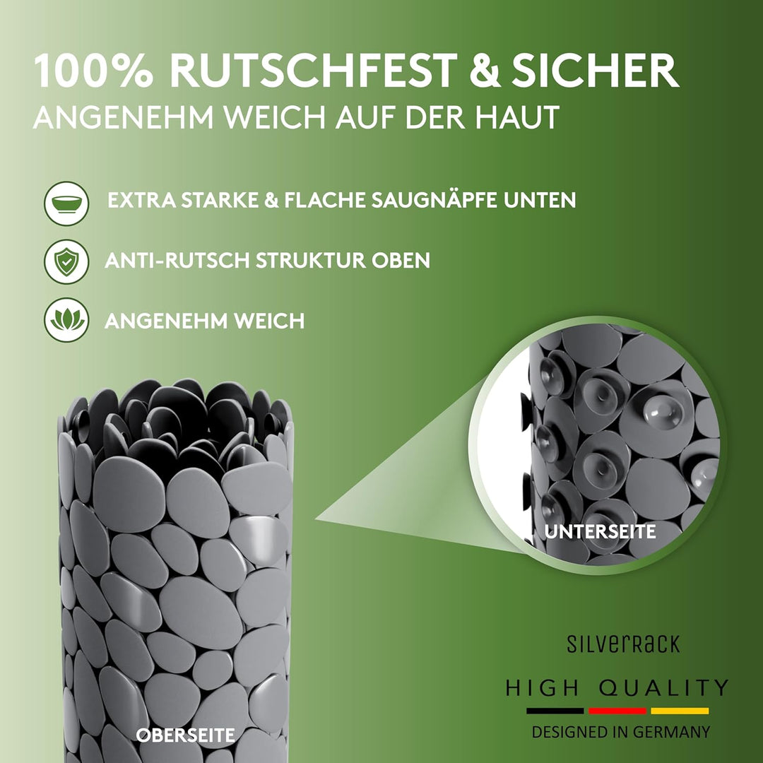 Badewannenmatte 88x40 cm (Anthrazit Kiesel Steinoptik) Antirutschmatte Badewanne BPA frei - Duschmat