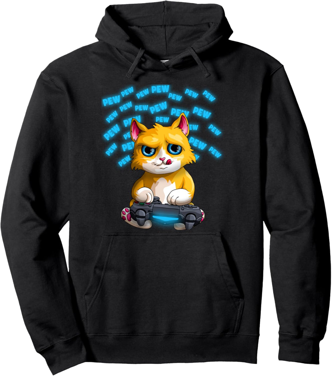 Pew Gamer Katze Lustiges pewpewPew Video Gaming Kitty Pullover Hoodie