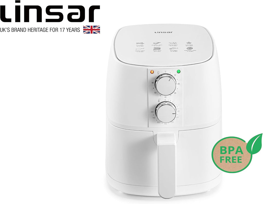 Heissluftfritteuse 4L - Airfryer mit Timer und Warmhaltefunktion - Temperatur wählbar - Energiespare