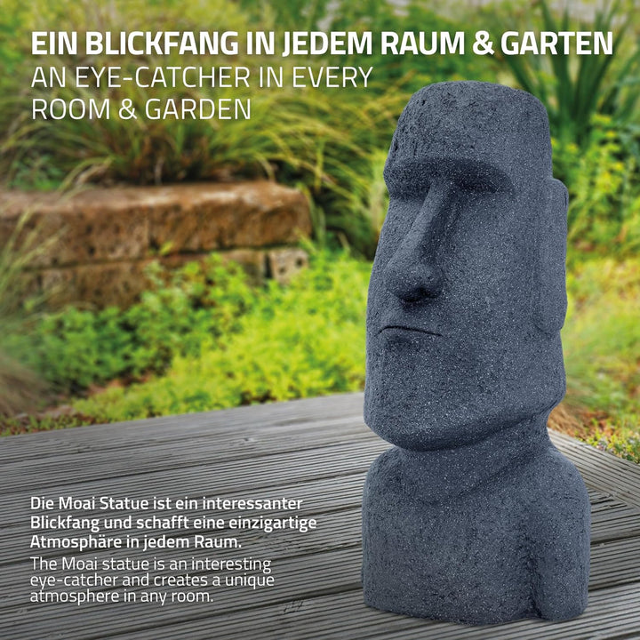 ECD Germany Moai Figur Rapa NUI Kopf 78cm hoch, Grau, aus wetterfestem Kunstharz Polyresin, Osterins
