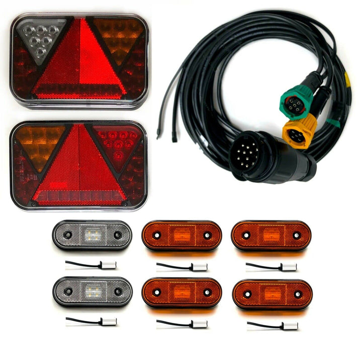 Anhängerbeleuchtung Set LED Rückleuchten LED Umrissleuchten mit Schnellanschluss 13 pol. Kabelsatz 5