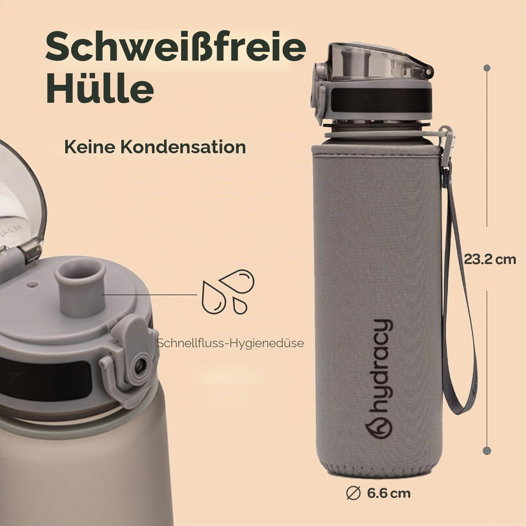 Hydracy Trinkflasche mit Fruchteinsatz - 500ml Wasserflasche - BPA-freie Trinkflasche mit Zeitmarkie
