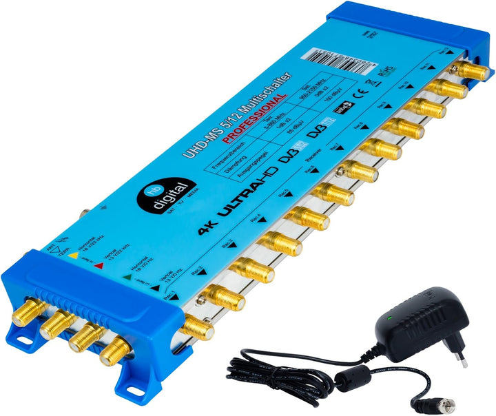Multischalter pmse 5/12 HB-DIGITAL Set für 1x SAT bis 12 x Teilnehmer/Receiver für Full HDTV 3D 4K U