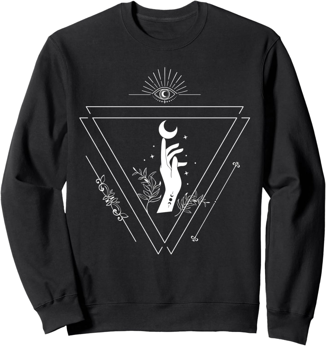 Boho-Design mit Hand, allsehendem Auge, Sonne, Mond & Stern Sweatshirt