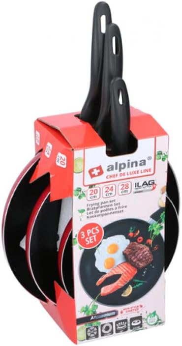 Bratpfannenset 3 teilig 20cm 24cm 28cm Aluminium Antihaftbeschichtet geeignet für Ceranfeld Halogen