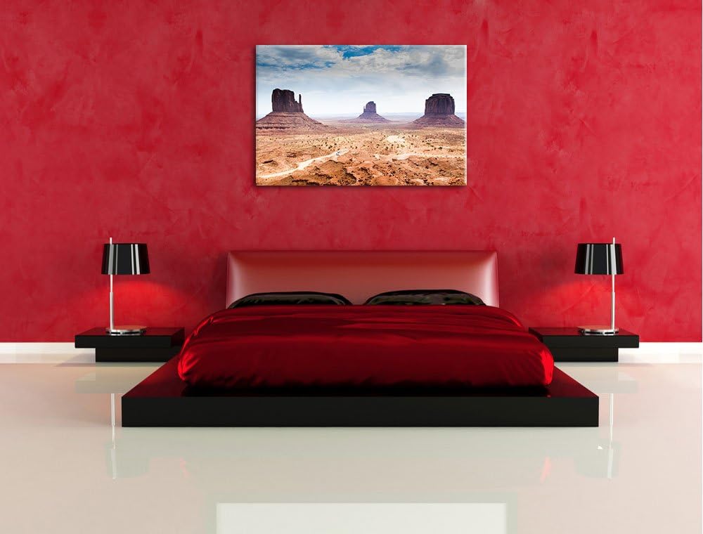 Monument Valley USA Format: 100x70 auf Leinwand, XXL riesige Bilder fertig gerahmt mit Keilrahmen, K