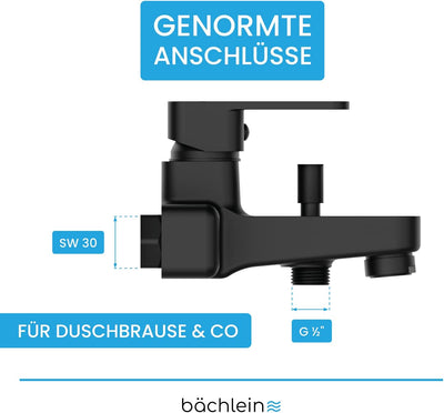 Bächlein Universal Badewannenarmatur Junias in Kantigem Design – Wannenbatterie Komplettset inkl. al