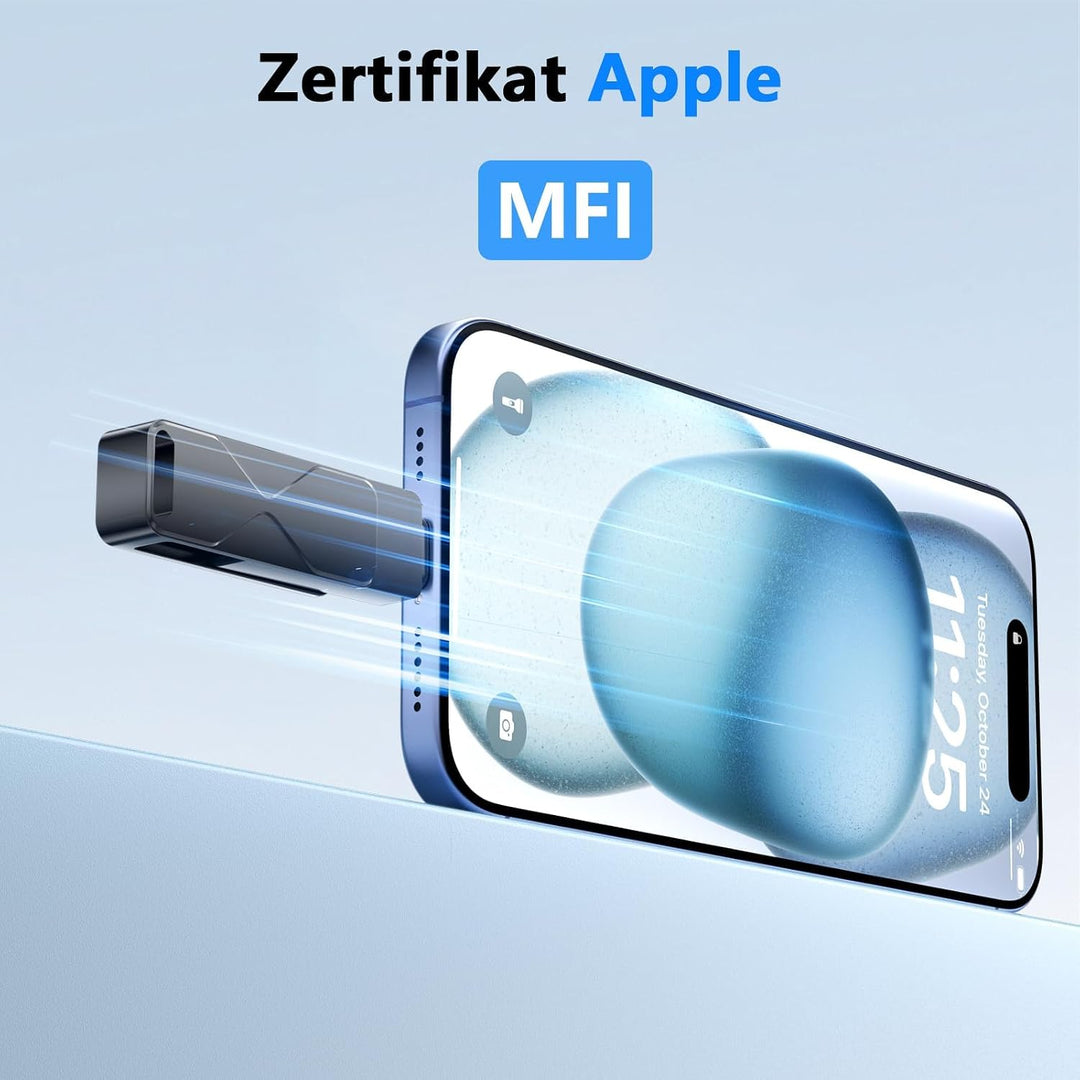 USB-Stick 256GB für iPhone iPad, MFi-zertifizierter Lightning 3-in-1 Externer Speicherstick, USB-Fla