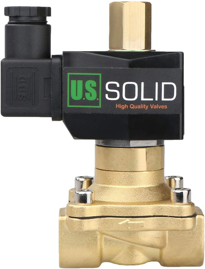 U.S. Solid 1/2" G 12 V DC Messing Magnetventil Halb-direktes für Wasser Luft NO, Stromlos offen Bras
