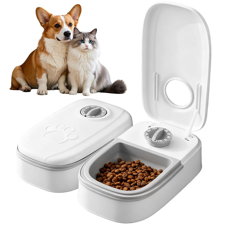 Futterautomat Katze Nassfutter, 700ML 2 Mahlzeiten Katzenfutter Automat, Futterspender Katze mit Tim