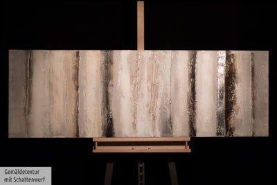 KunstLoft Leinwandbild | 100% HANDGEMALT | 150x50cm | Gemälde 'Vanilla Sky' | Abstrakt | Beige Braun