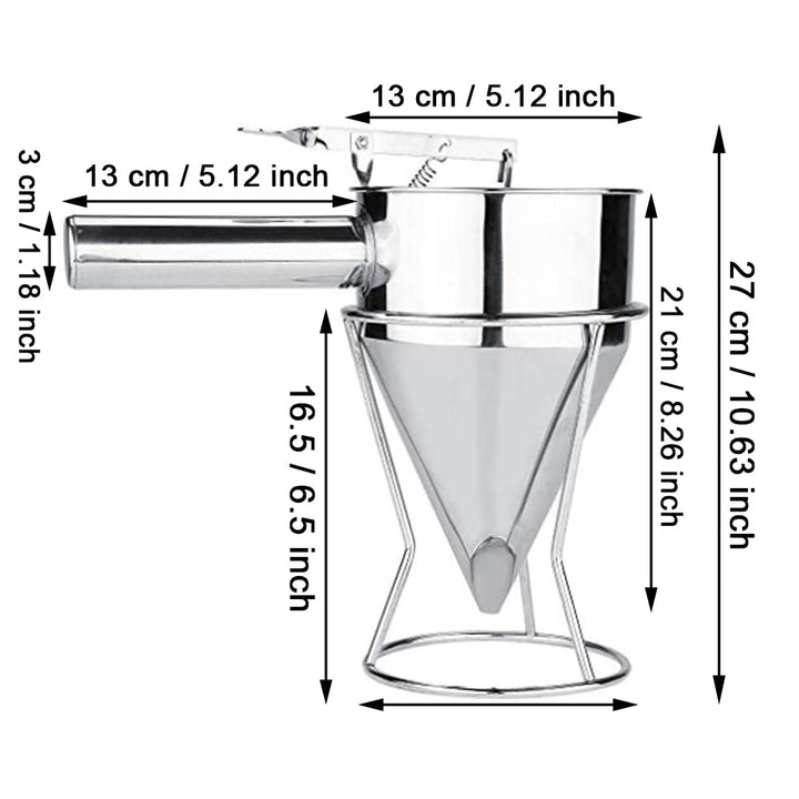 Kolbentrichter, Edelstahl Teigportionierer, Pfannkuchen Teigspender, Batter Trichter, Fülltrichter,