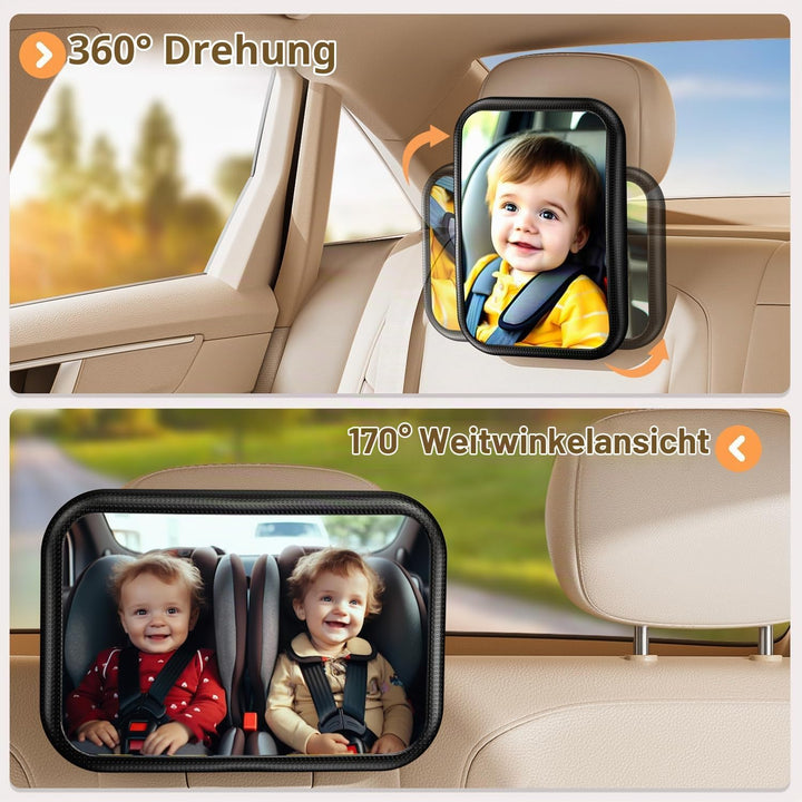 Spiegel Auto Baby Rückbank Rueckspiegel - Autospiegel Baby Rücksitz mit Haken Clip, 100% Bruchsicher