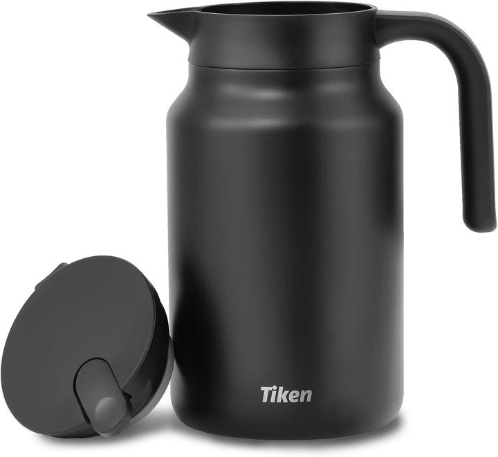 Tiken 1.5L Thermoskanne aus Doppelwandingem Edelstahl Isolierkanne Kaffeekanne mit Quick Tip Verschl