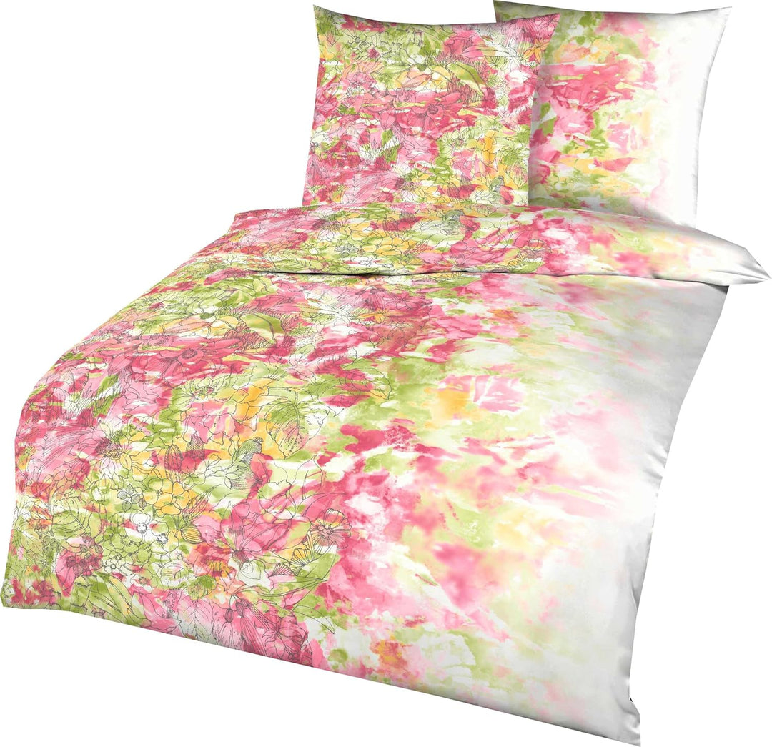 Pureday Bettwäsche Eden - mit Reissverschluss - Baumwolle Satin 135x200 cm + 80x80 cm Bunt, 135x200