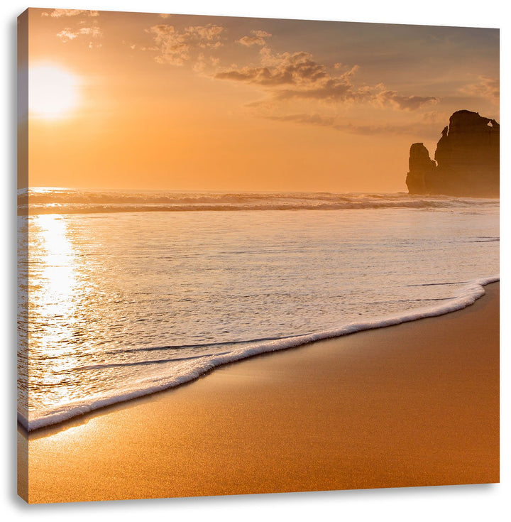 Sonnenuntergang Ozean, Format: 70x70 auf Leinwand, XXL riesige Bilder fertig gerahmt mit Keilrahmen,