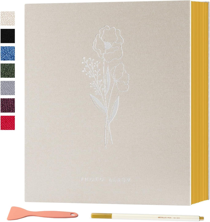 Lanpn Fotoalbum Selbstklebend Einkleben Scrapbook, Leinen Gross Weisse Seiten Fotobuch zum Selbstges