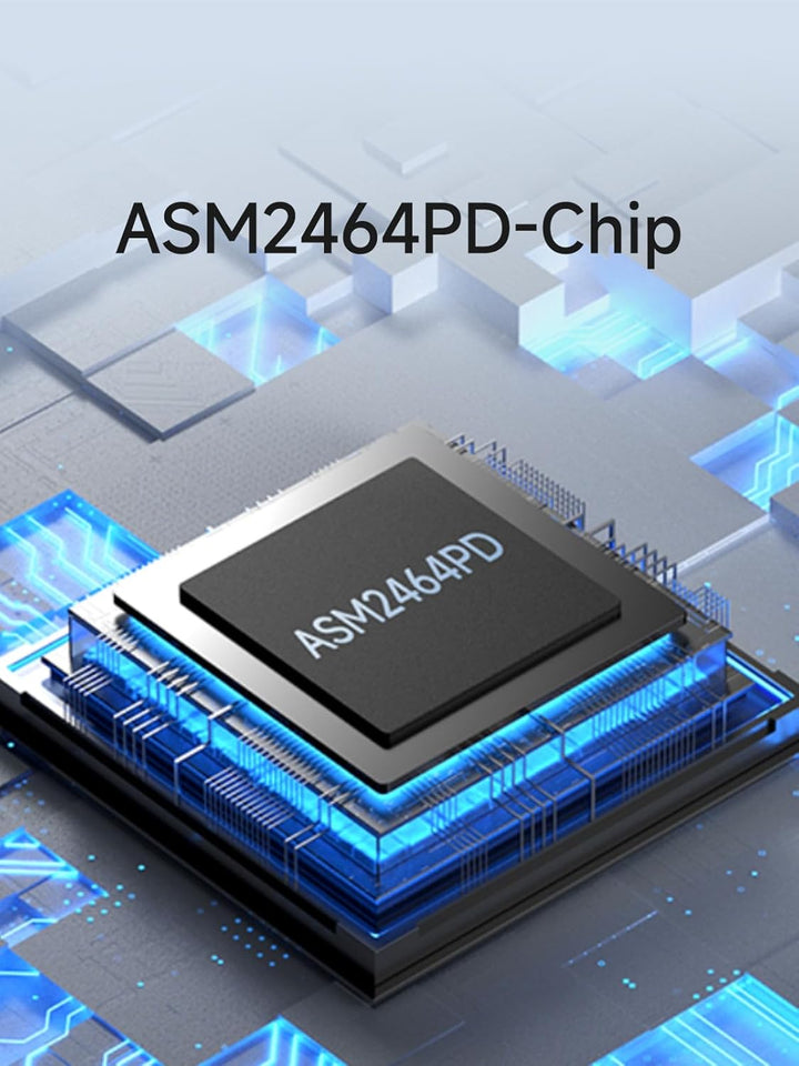 Hagibis M.2 NVMe SSD-Gehäuse, 40 Gbit/s USB4 SSD-Gehäuse mit LED-Display, USB4-Kabel, PCIe3.0x4, Alu