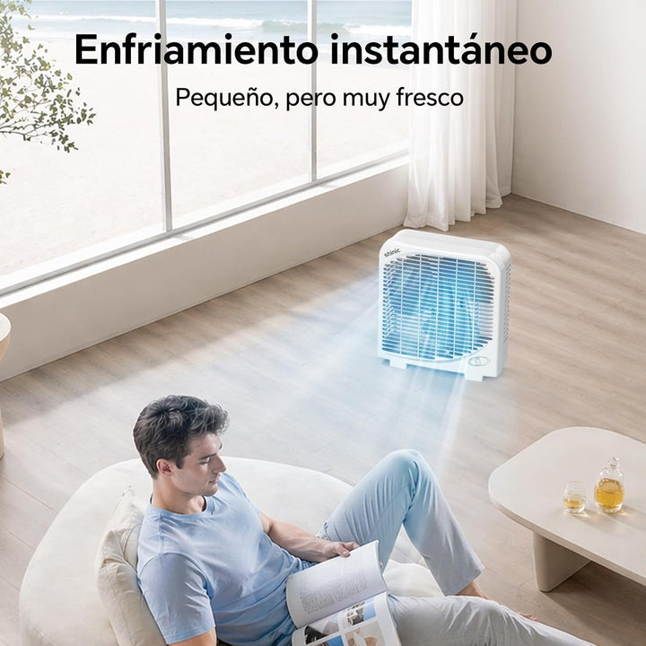 shinic 25 cm Tisch-Boxventilator, 2 Geschwindigkeiten, leiser Tischventilator mit starkem Luftstrom,