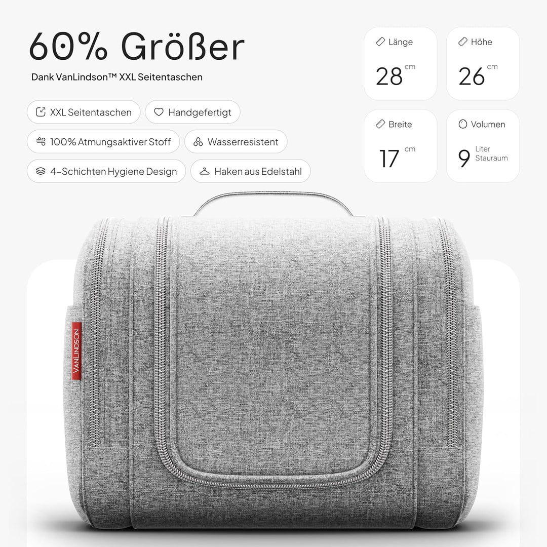 Kulturbeutel XXL [9 Liter Stauraum, Design 2025] - Kulturtasche, Kosmetiktasche Gross zum Aufhängen,