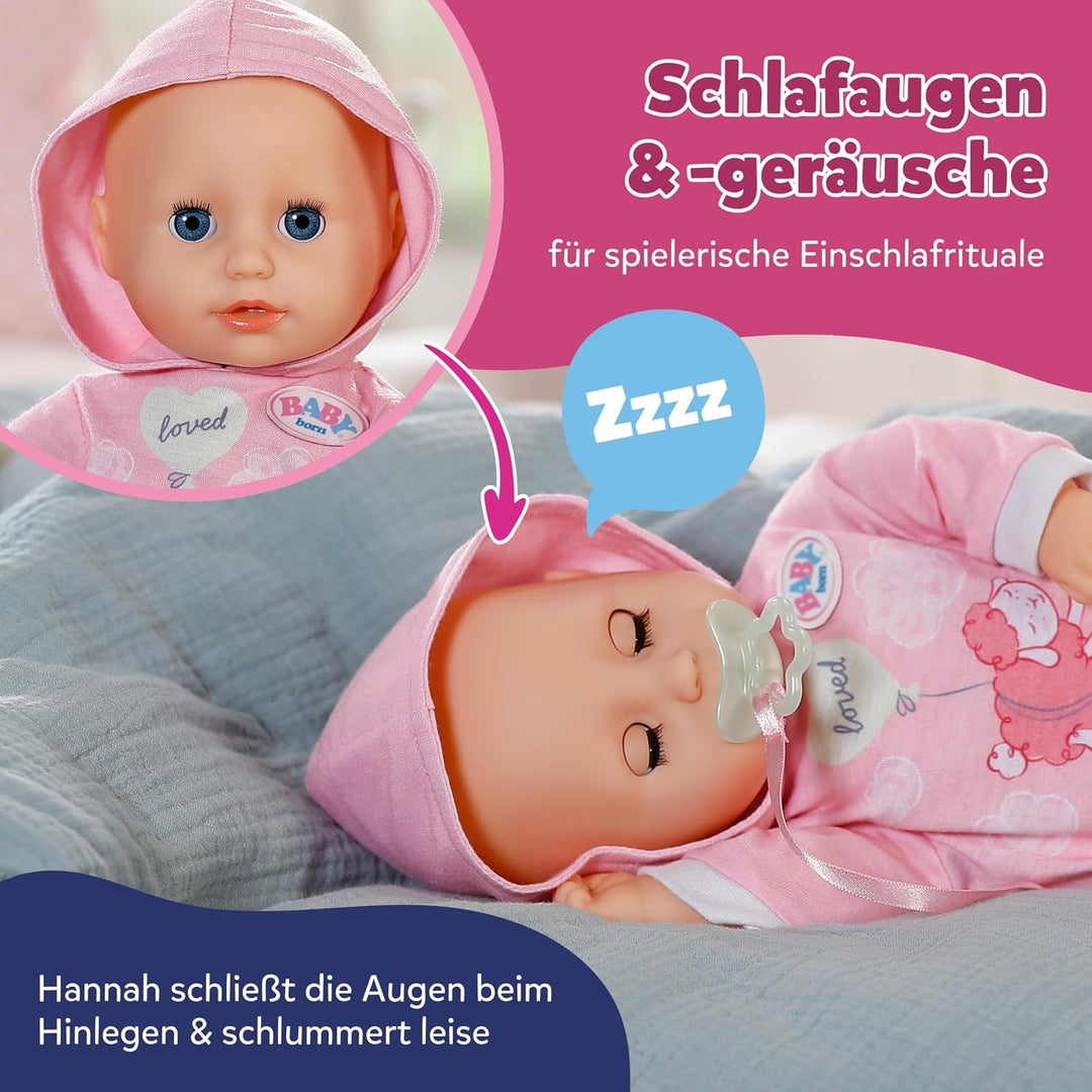 BABY Born Hannah Spiel mit Mir - Babypuppe mit 5 Funktionen - Weicher Stoffkörper inkl. Accessoires
